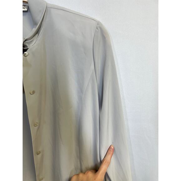 SOMMER MANN Long Sleeve Button Down Padded Shoulder Tie Neck Blouse Size 40 - Picture 7 of 11